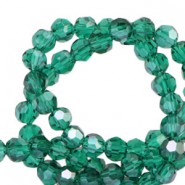Top Glas Facett Glasschliffperlen 4mm rund Lake green-pearl shine coating
